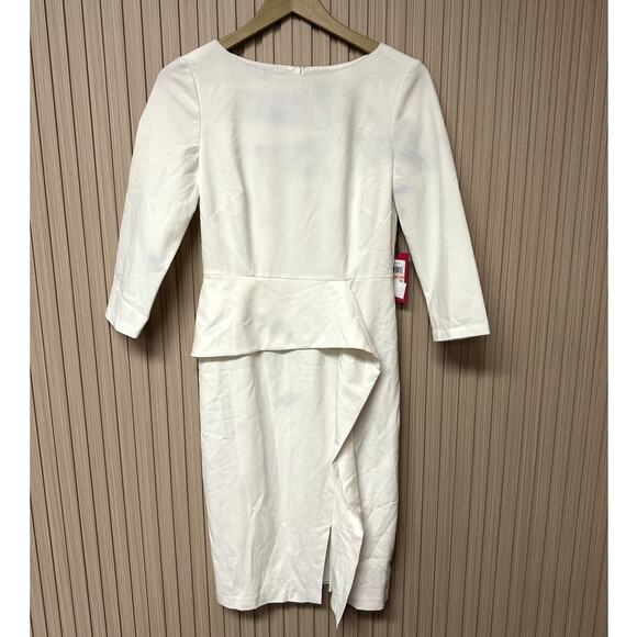 Vince Camuto Angled Ruffle Sheath Dress In Ivory Size 2 VC9M9272 - Picture 4 of 9